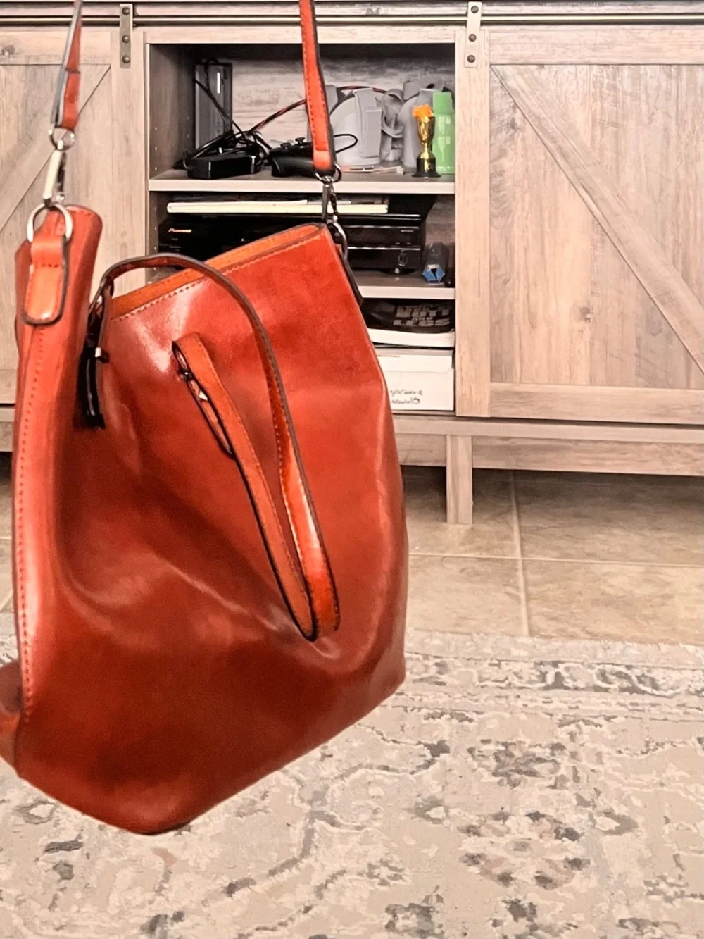 New brown leather bag